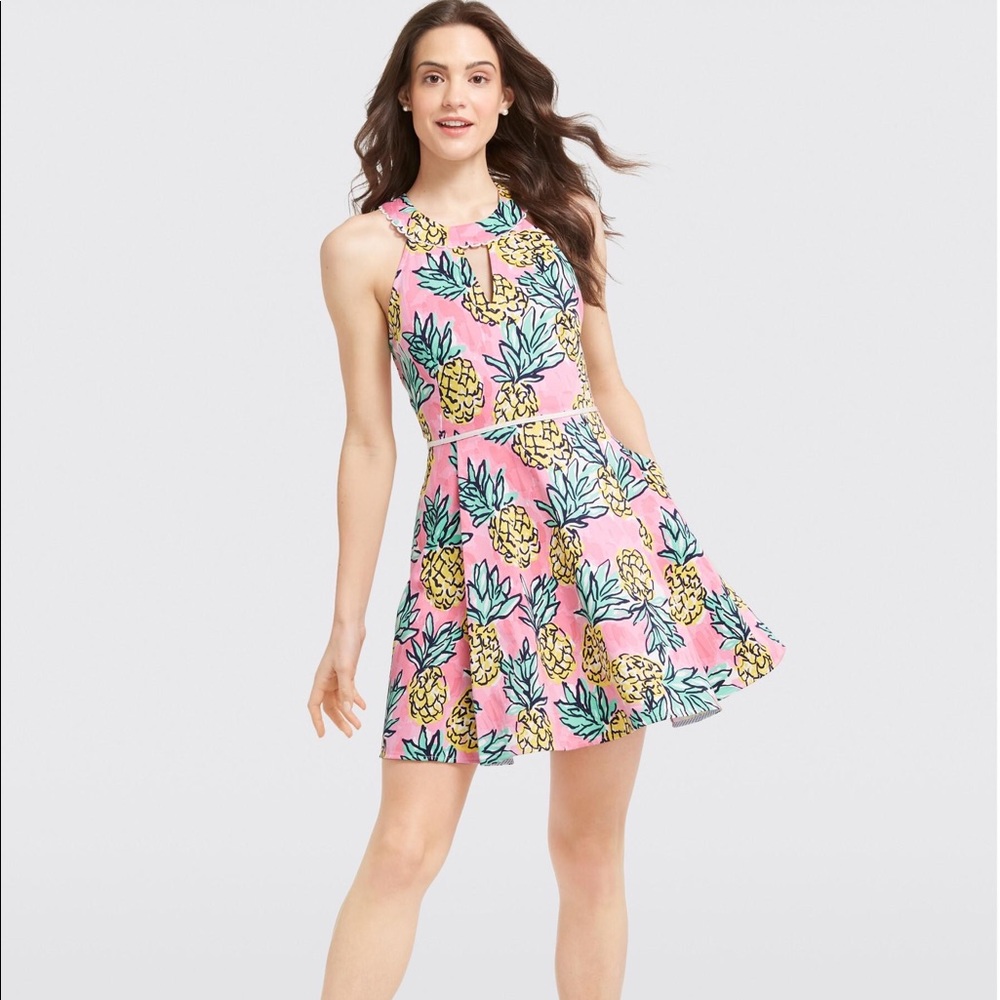 Draper James pineapple halter dress